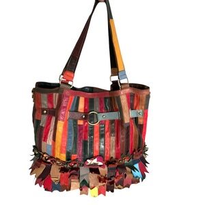 AmeriLeather Kylie Patchwork Tote Shoulder Bag Leather